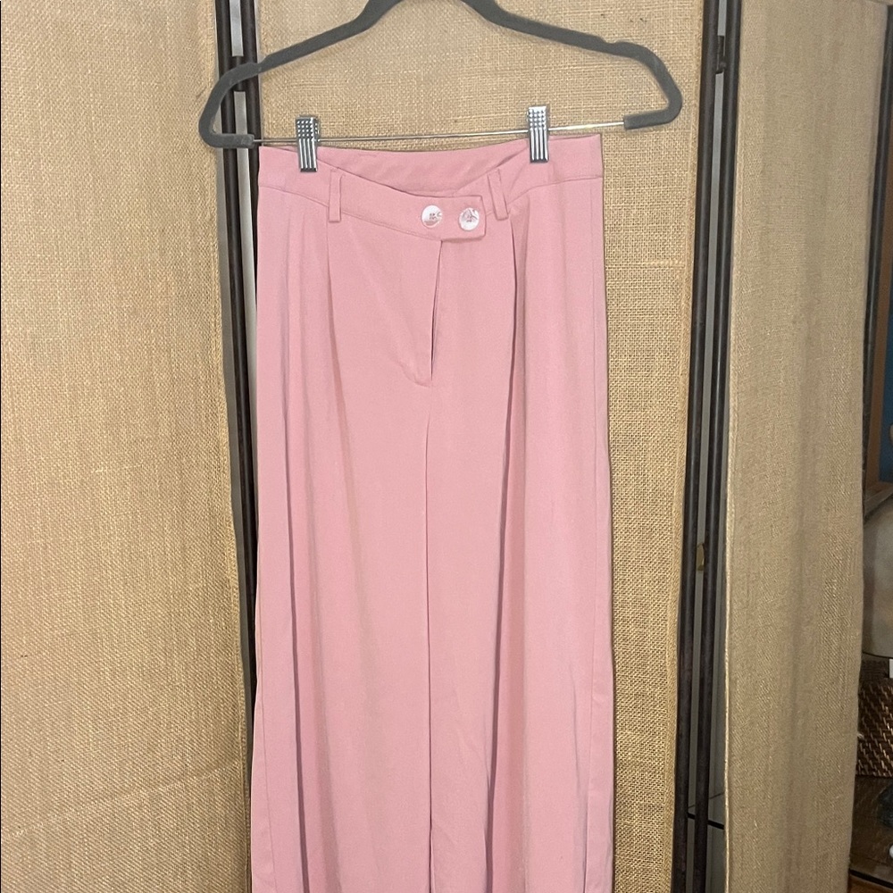 High-Waist Wide Leg Pink Trousers